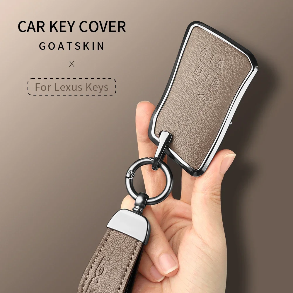 5 Button Metal And Leather Car Key Case Cover For Lexus LM350h LM500H 2023 2024 Car Key Case Protect Fob