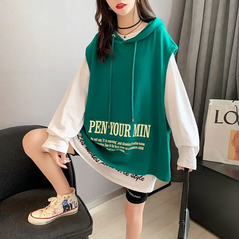 Loose Hooded Sweatshirt for Women New In Text Hoodies Baggy Letter Printing Woman Tops M Sweat-shirt High Quality Dropshiping E