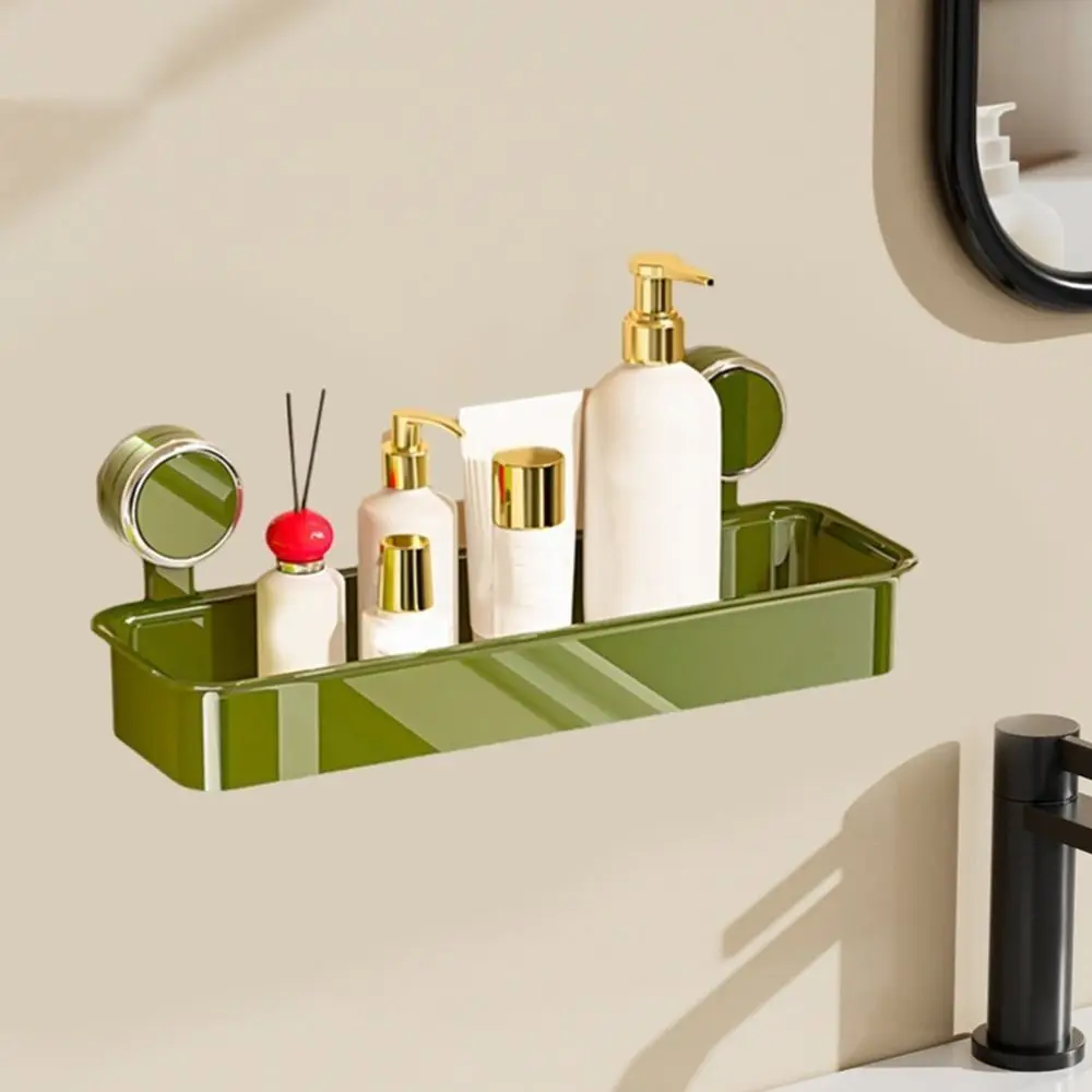 

Wall Mounted Suction Cup Storage Rack Detachable Plastic Cosmetics Storage Rack Punch Free Draining Shower Storage Rack Bathroom