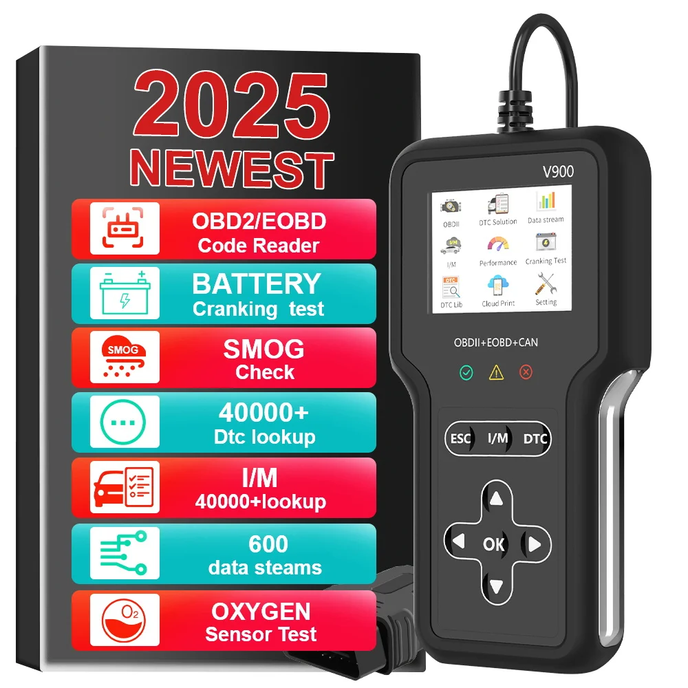 ​V900 Battery Tester OBD II EOBD Scanner Fault Code Clear Car OBD2 Code Reader Car Diagnostic Tools Check Engine System
