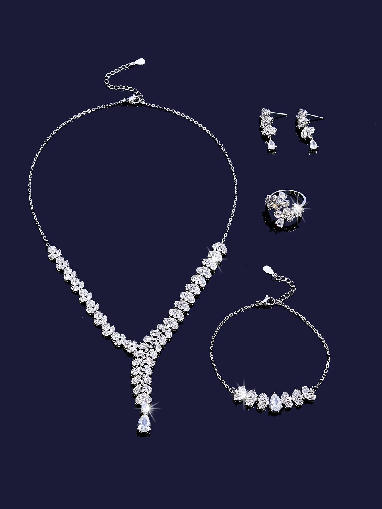 Dubai Luxury Elegant Bridal Necklace Set for Women Cubic Zirconia Wedding Jewelry Set For Brides Accessories Party jewelry