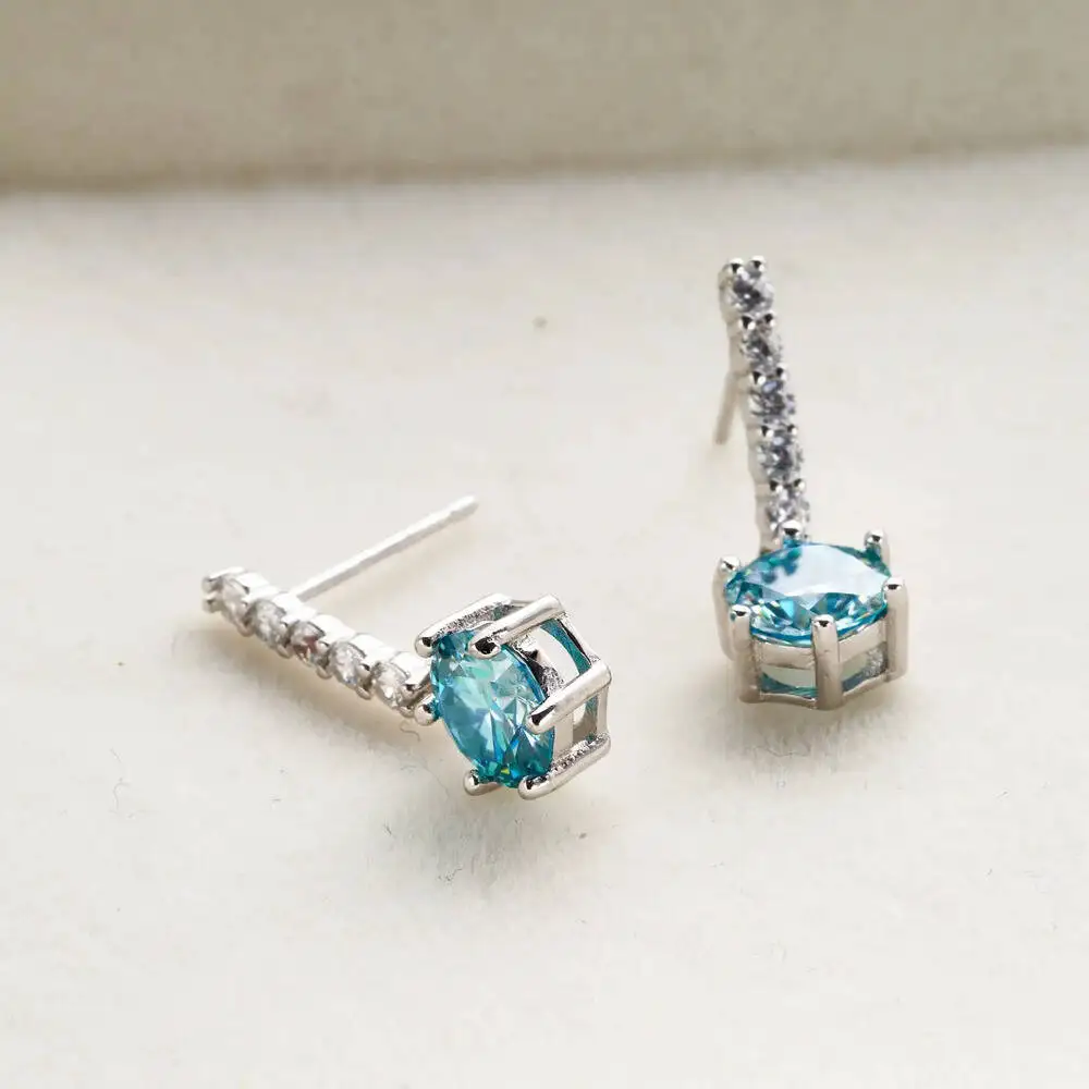 1 ctx2 Moissan ite Tropfen Ohrringe für Charm Lady Silber Schmuck mit königsblauer Farbe Goldgelb Farbe Femald Dating Geschenk – Detail 8