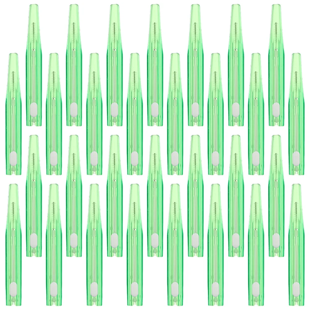 30 قطعة فرش بين الأسنان 0.8 مللي متر طرف رفيع يختار الأسنان للمرضى الأقواس إزالة البلاك الفعالة سهلة الحمل مجموعة منظف الفم