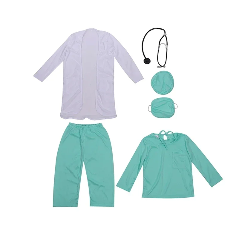 Hospital Doctor Kids Surgeon Dr Uniform Boys Child Career Halloween Cosplay Costume MN7