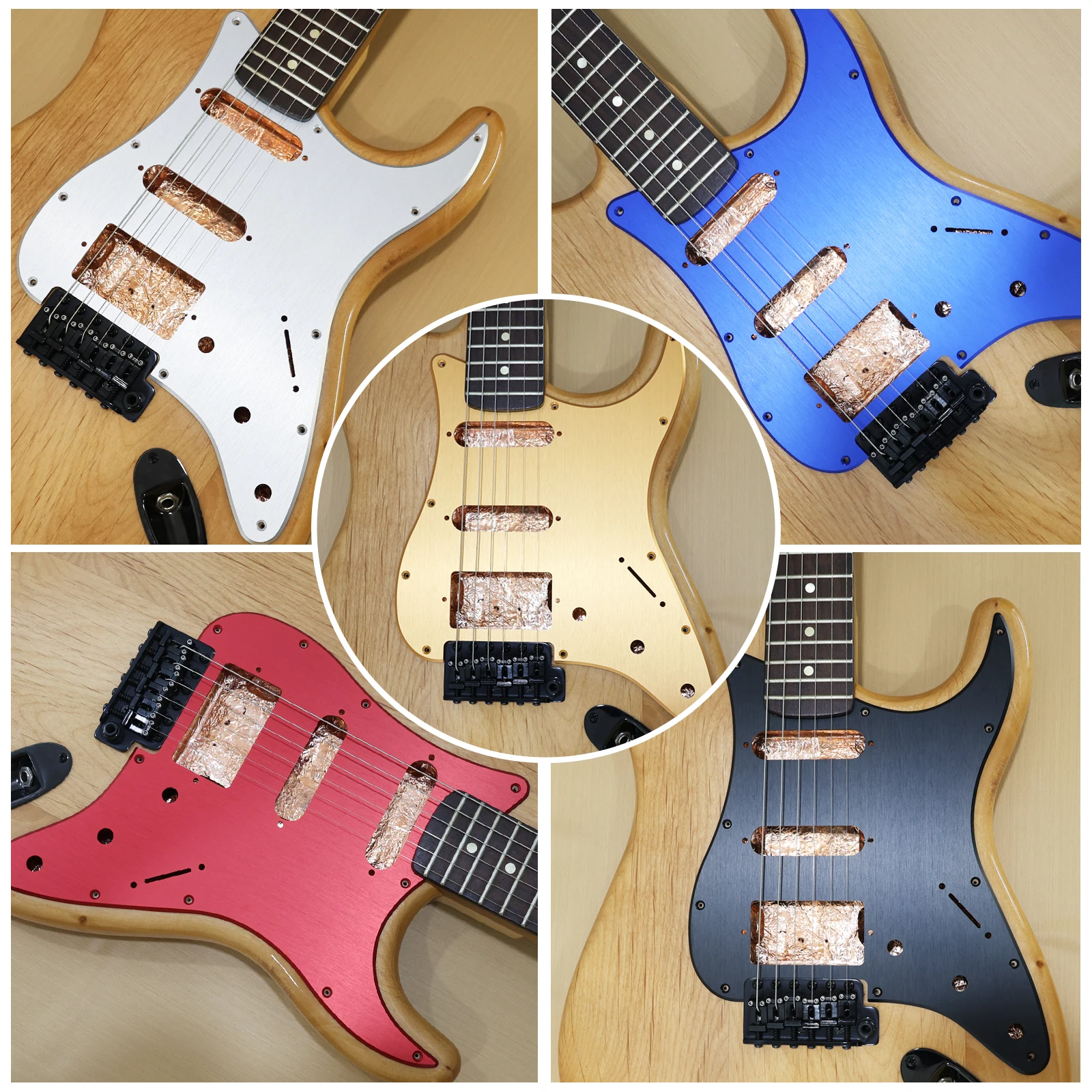 Phrilam 11 Hole Metal Aluminum Anodized Modern Style ST/Strat HSS Pickguard Guitar Pick Guard Scratch Plate for USA/Mexico St