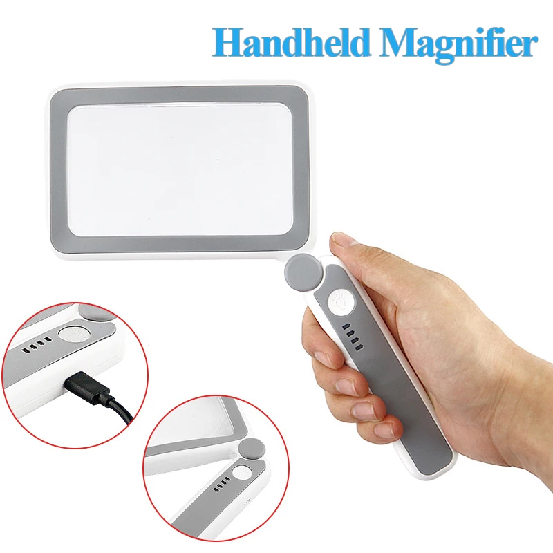 Portable Fordable Handheld Magnifier with LED Lights Reading Magnifying Glass for Antique Jade Jewelry Newspaper Book Reading