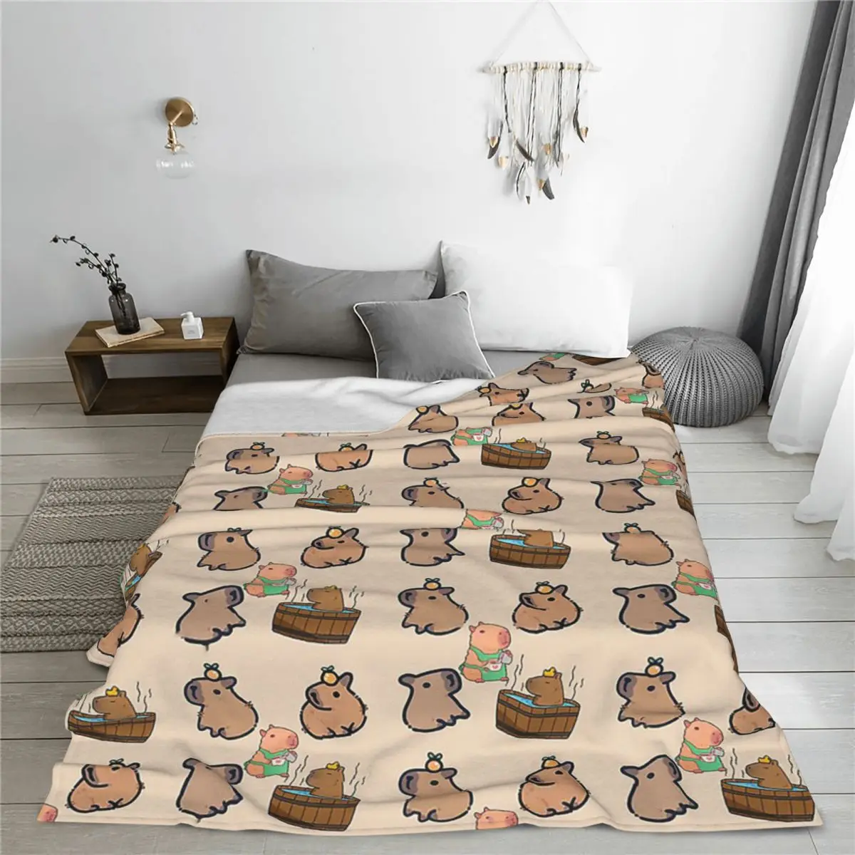 

Capybara Group Blanket Flannel Sofa Throw Blanket Breathable Throw Blankets for Home Bedroom Office Throws Bedspread Quilt