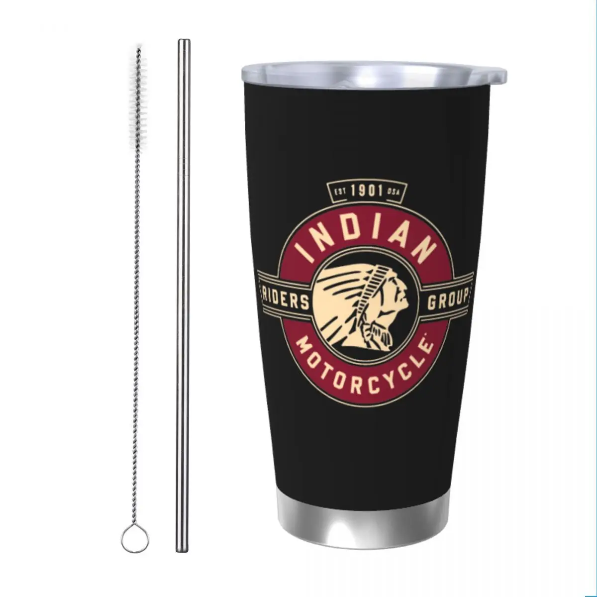 Black Friday Indian Motorcycles Insulated Tumbler with Straws Lid Racing Vacuum Thermal Mug Outdoor Travel Thermos Bottle Cup