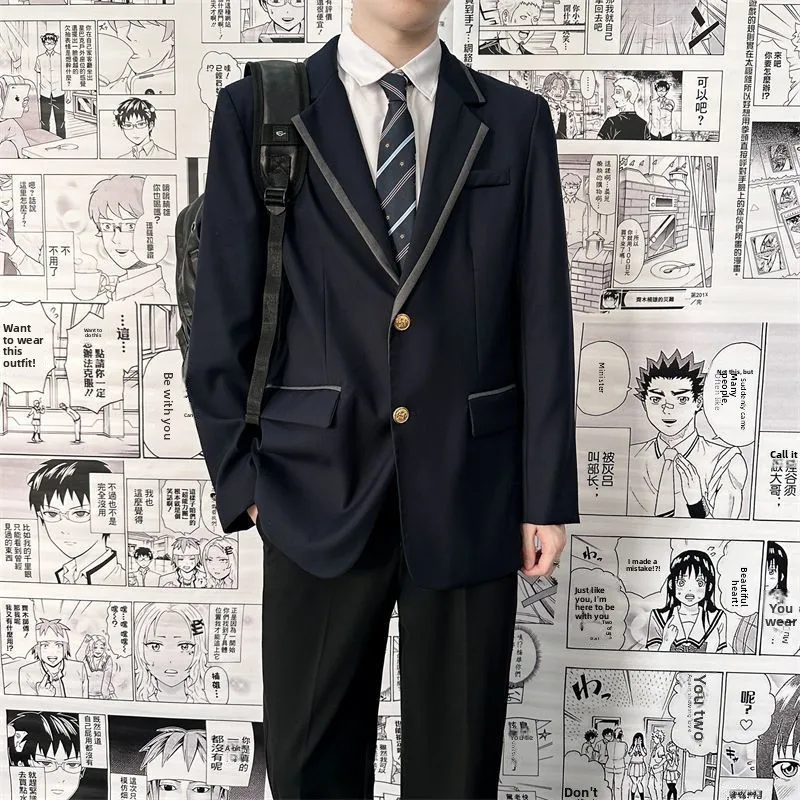 

Original College Sle DK Suit orm Jaet Student Bae Western irt Pants Full Set Youth Trend Polyester Fiber Autumn