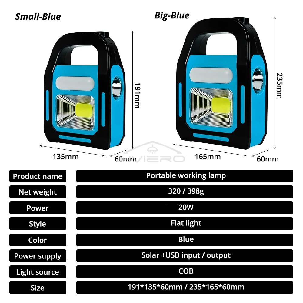 Portable Camping Lantern Solar Rechargeable Battery Emergency Flashlight Outdoor Waterproof 3-Light Modes Garden Decor Lighting