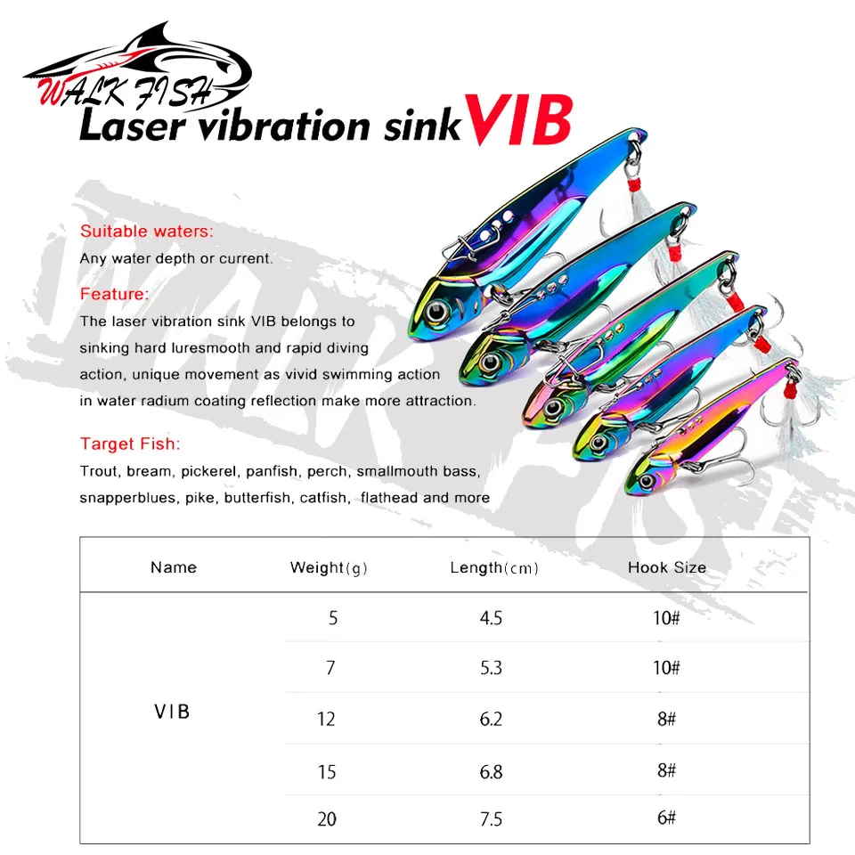 WALK FISH 1PCS Metal All Water Layer Long Throw Colorful Vibration VIB Sequin FishingArtificial Bass Bait Special Bait