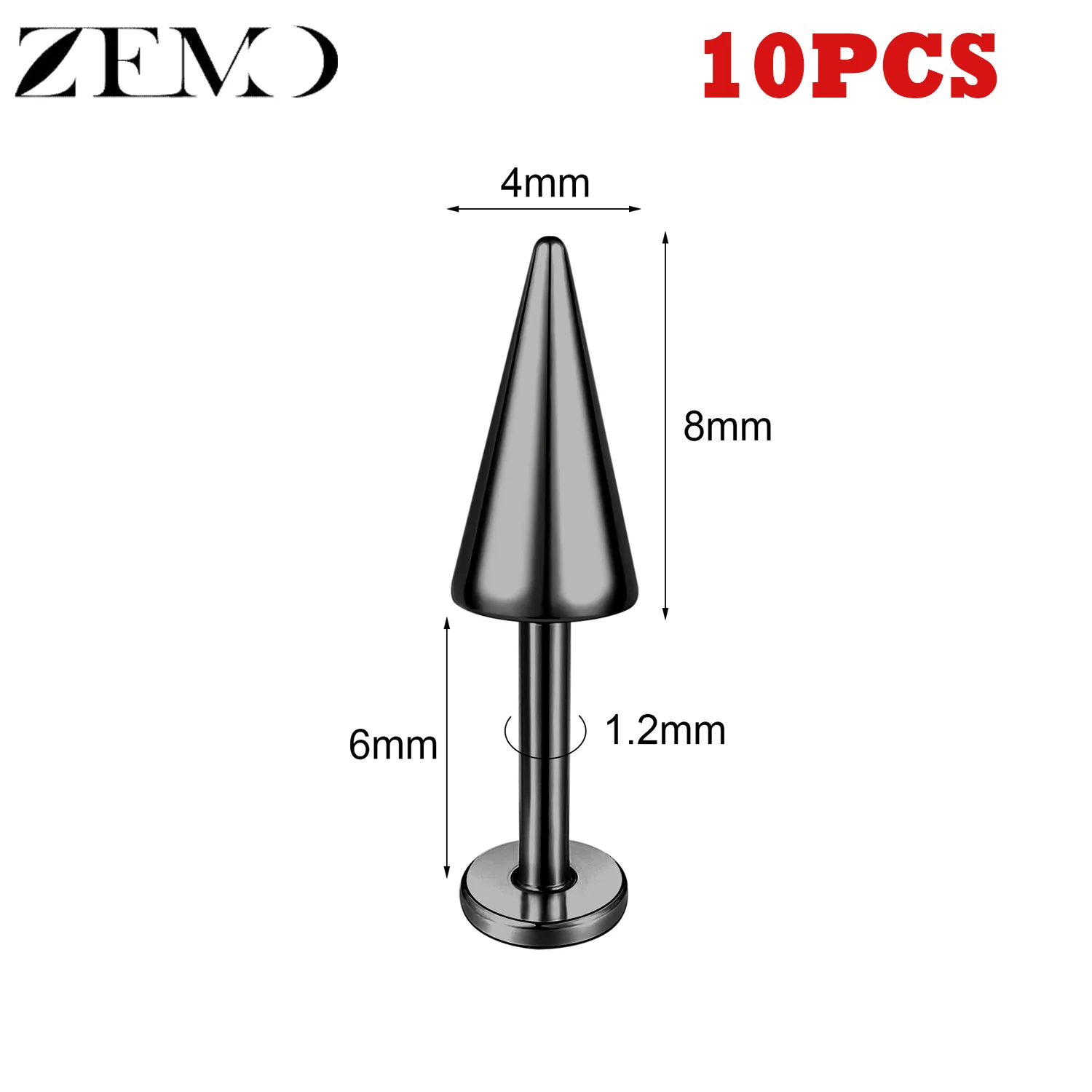 10PCS Stainless Steel Spike Labret Lip Piercing Set
