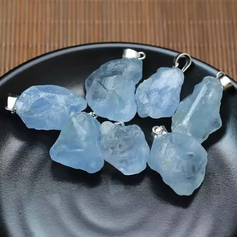 RAW CELESTITE  PENDANT! Top Ocean Blue Celestine Crystal Pendant