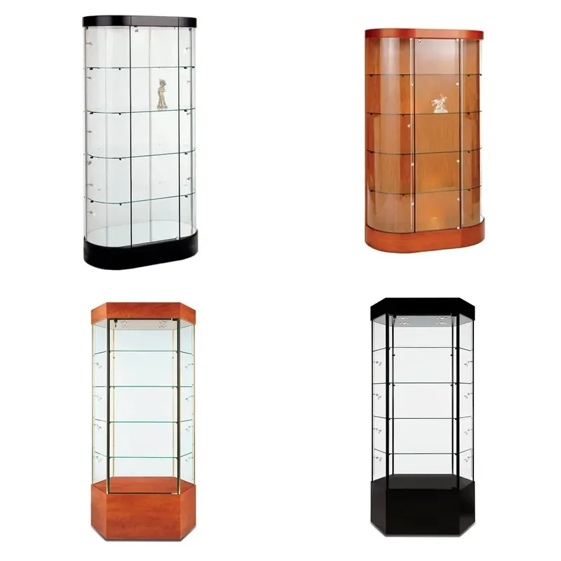 Tempered Glass Display Cabinet Tall Display Cabinet Retail Store Display Tower Design