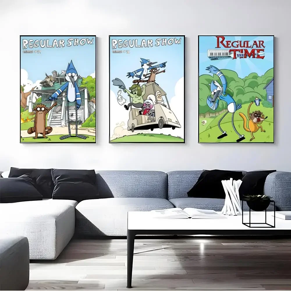 TV Series Regular Show Poster Self-adhesive Art Waterproof Paper Sticker Coffee House Bar Room Wall Decor