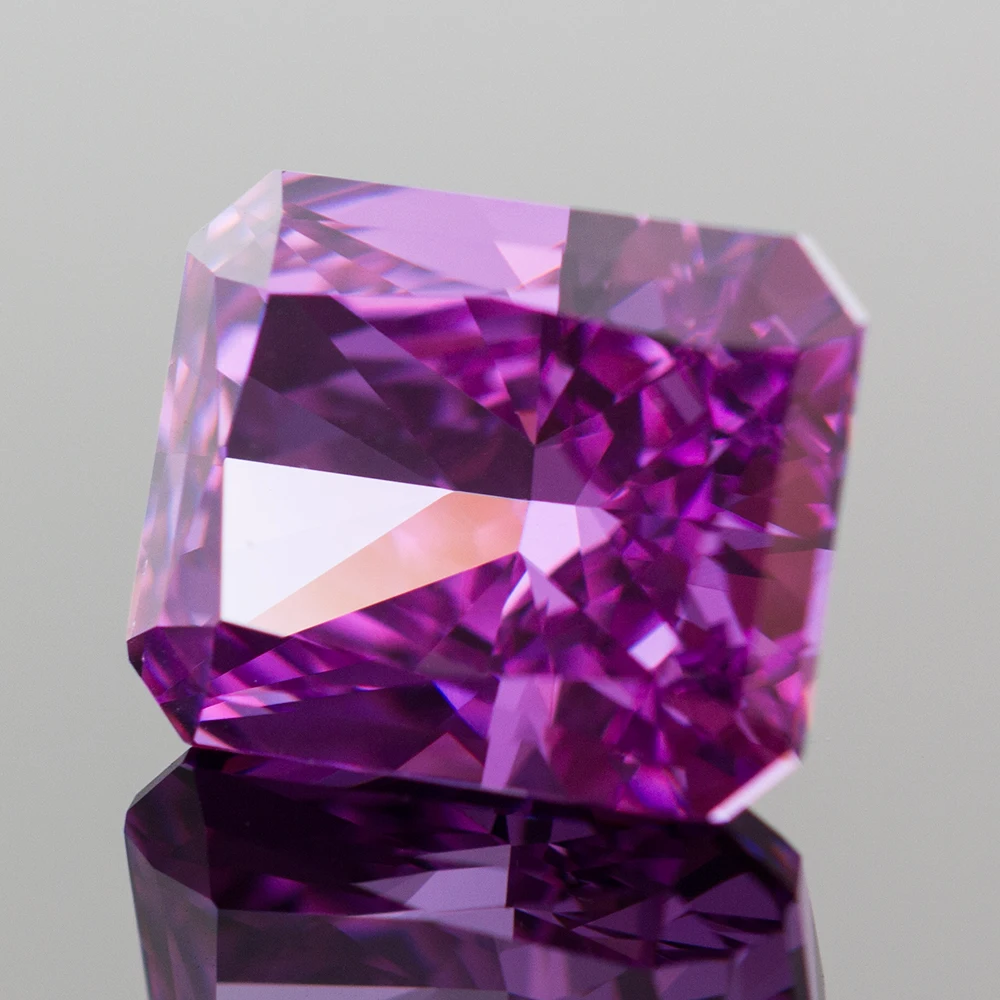 Rose Purple Crushed Ice Cut Cubic Zirconia Radiant Crushed Shape High Carbon Diamonds 4K Cutting 5A Quality CZ Gemstones