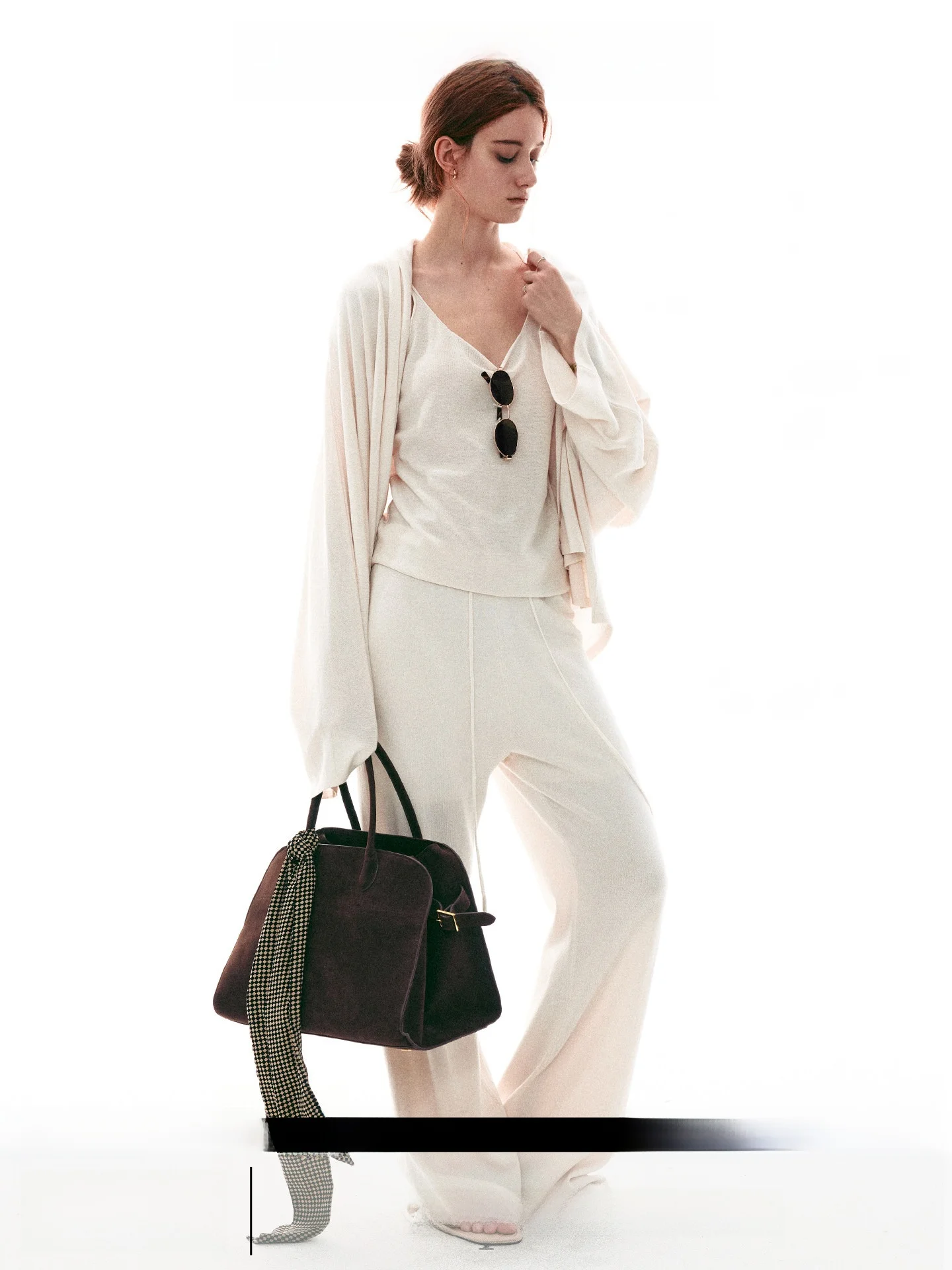 

Retro Sle Simple Knitted Tube Top Vest Open Cardigan Set Women's Faion Spring Collection Outerwear Casual Wear