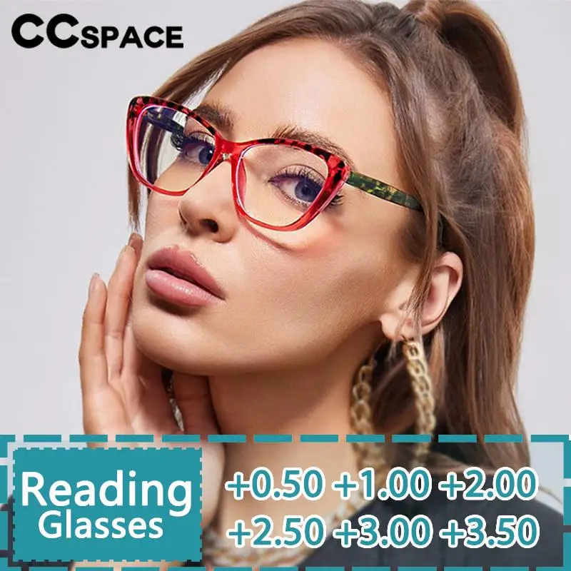 R57608 Casual Cat Eye Reading Glasses Fashion Spring Hinge Optical Presbyopia Eyeglasses Diopter +50+100+150+200+250+300+350