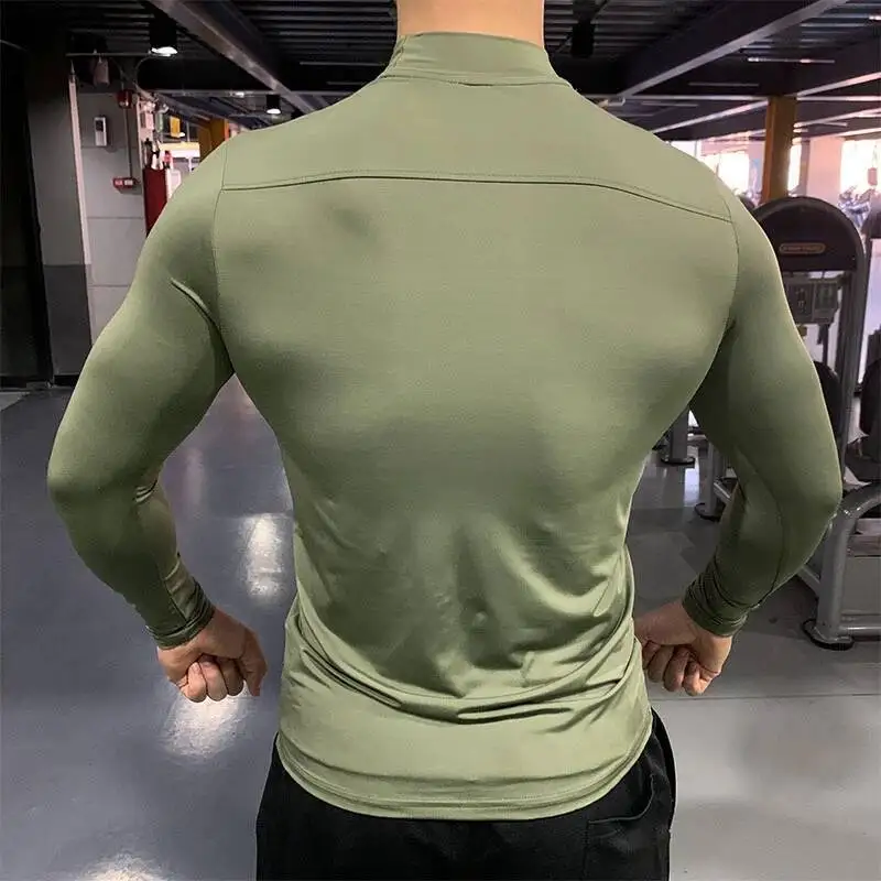 

Men Compression Elastic T Shirts Quick Dry Breathable Long Sleeve Tops Gym Athletic T Shirt Male Casual Outdoor Sportwear