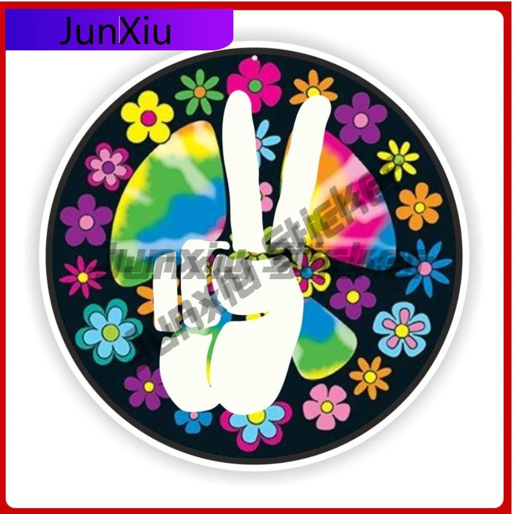 

Hippy Peace Funky Vinyl Graphic Stickers Car Accessories and Decals Decorations for V125 Motorcycle Bumper Laptop Book Fridge Gu