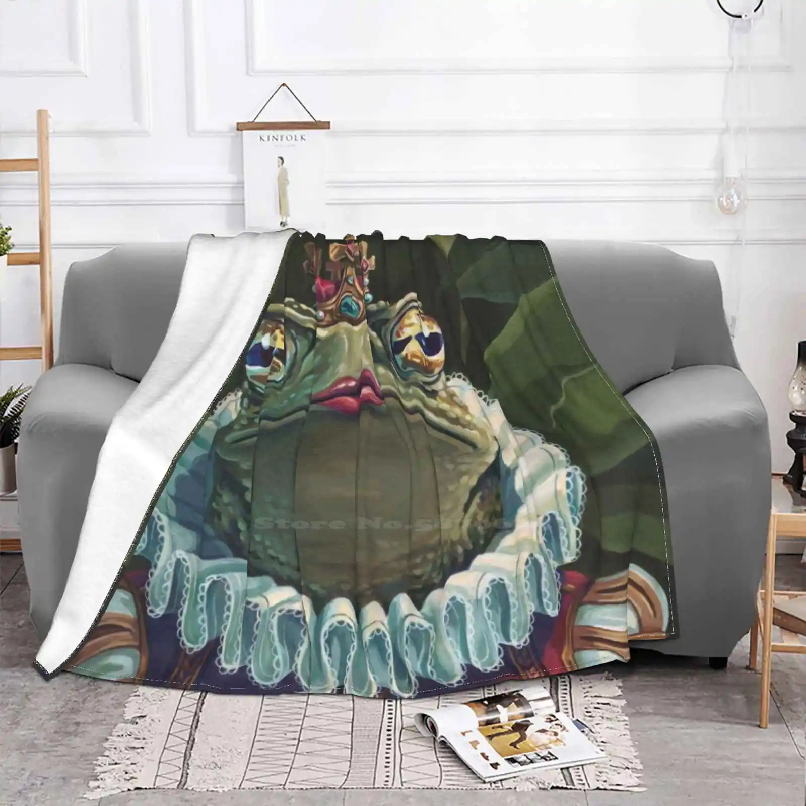 Toad Queen Top Quality Comfortable Bed Sofa Soft Blanket Toad Frog Queen King Royal Princess Fairytale Fancy Elegant Portrait