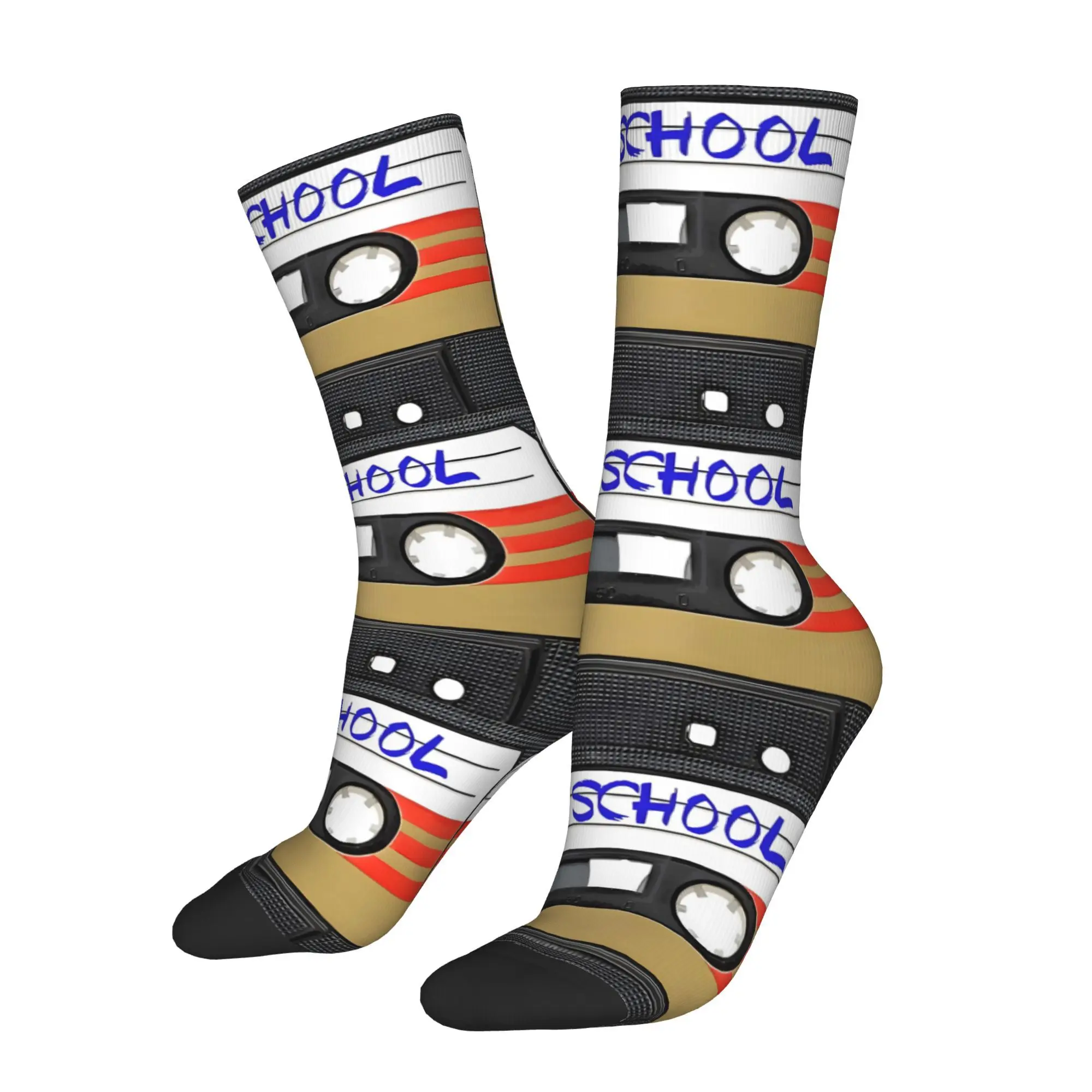 

Забавные мужские носки с кассетным узором в стиле хип-хоп, винтажные дышащие носки с принтом, повседневный подарок