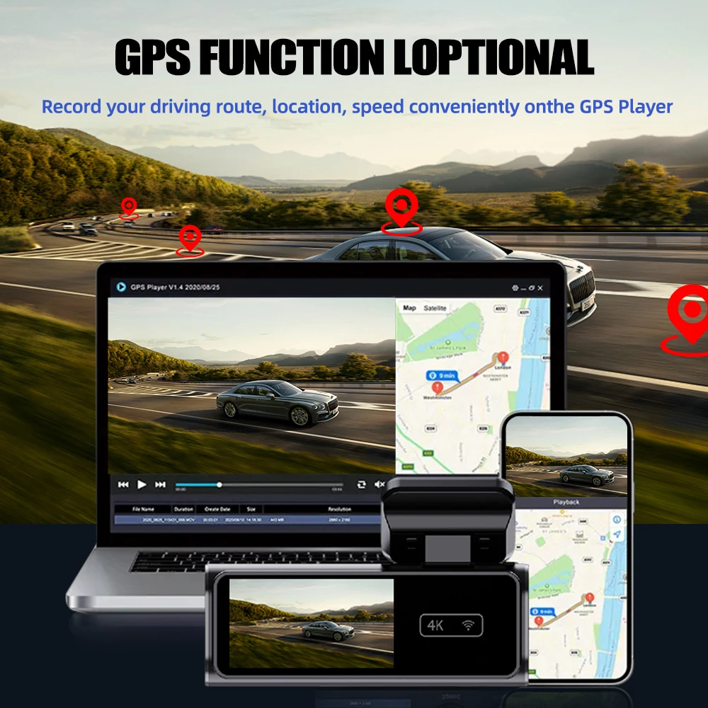 كاميرا Aprilboy Dash Cam 4K UHD للسيارة مدمجة 5.8 جيجا هرتز WiFi APP التحكم المزدوج عدسة الصندوق الأسود كاميرا الغرفة رؤية ليلية فائقة #6