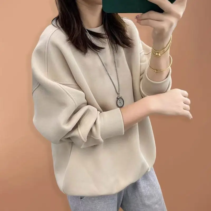 2026 Autumn Winter New Women's Cotton High-end Pullover Coat Defend Female Loose Lazy Wind Thickened Coat Round Neck Overwear