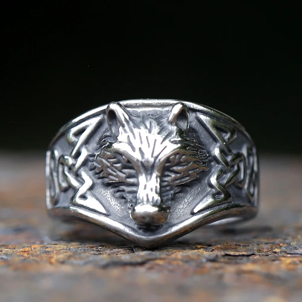 Anillo de cabeza de Lobo vikingo de acero inoxidable 316L para hombres y mujeres, joyería de animales de serpiente, Punk, Unisex, envío gratis, nueva moda, 2023