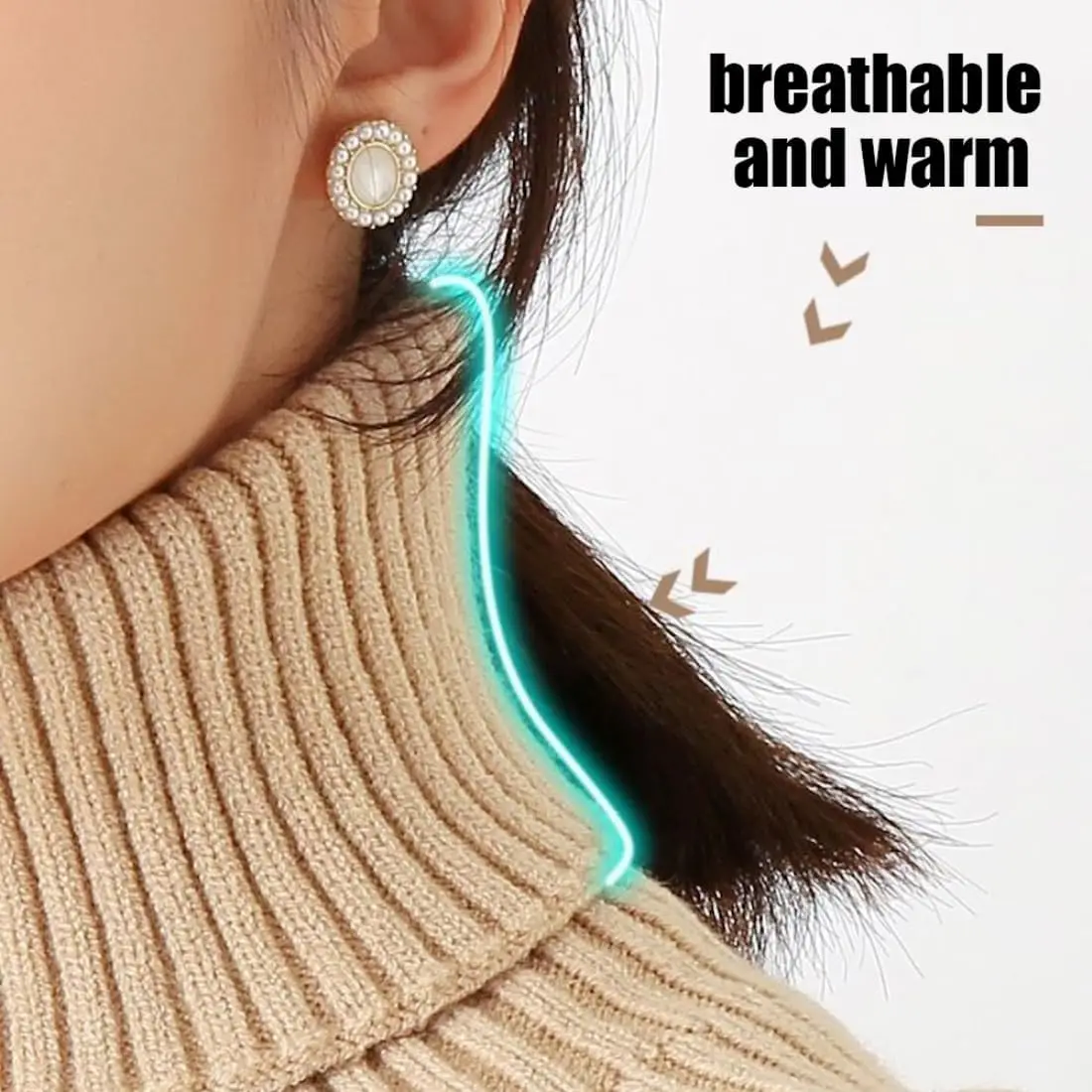 Fashion Women Warm Knitted Fake Collar Windproof With Wooden Ears Black White Neck Warmer Winter Detachable  False Neck Scarf