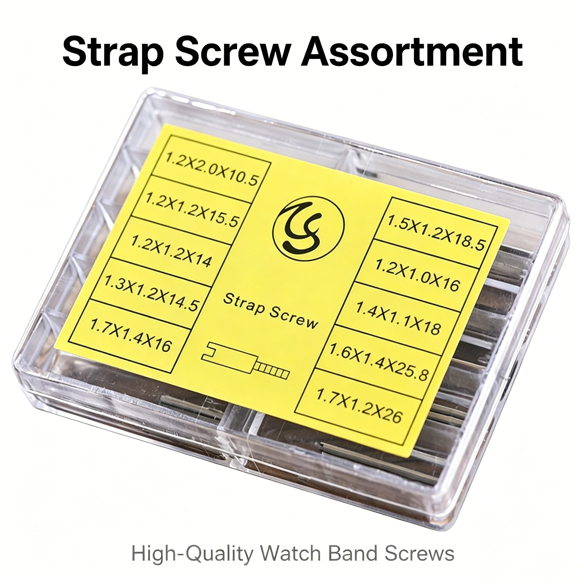 50pcs/set Screws Rod for Rolex Oyster Metal Strap Stainless Steel Screw Pin Watch Repair Tools 10 Size Watch Parts Tools Kit Box