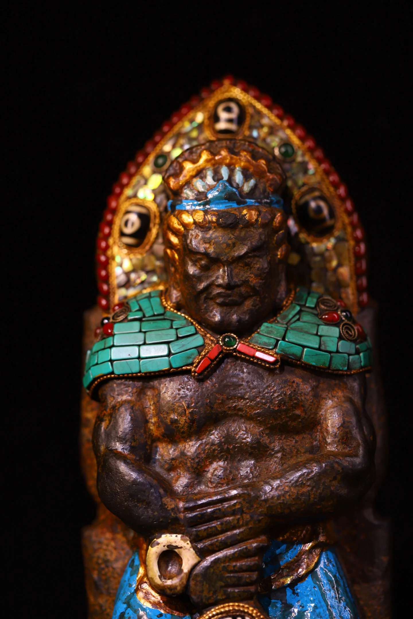 Old Natural Meteorite Mosaic Gem gZi Beads Turquoise  Acalanatha Standing Buddha Diamond Buddha Backlit Buddha Platform
