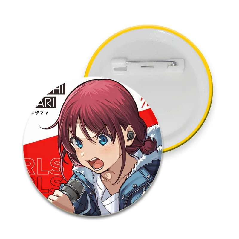 58MM Anime Girls Band Cry Round Snap-in Button Pins Cartoon Badges Handmade Brooch for Backpack Clothes Chest Ornament Gifts