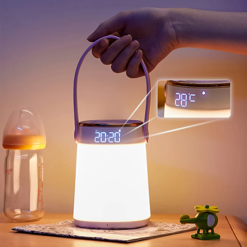 Clock timing temperature display Stepless dimming led Rechargeable night light From