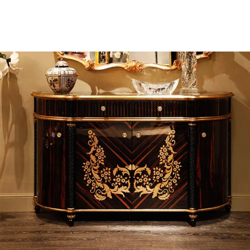 

European mahogany neoclassical entrance cabinet large apartment living room hand-pasted entrance cabinet furniture