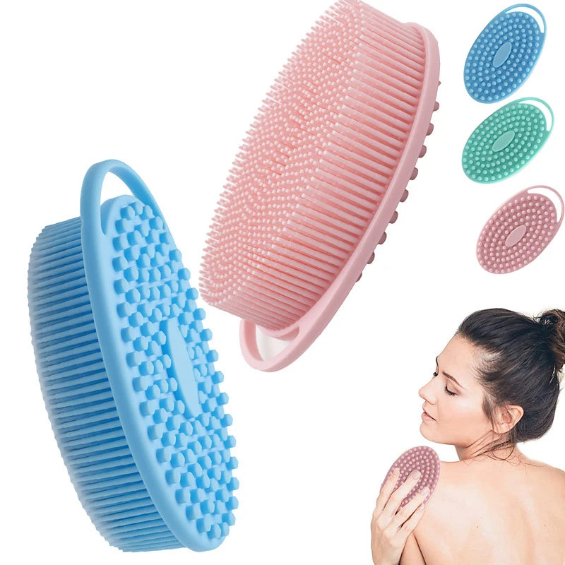 

Soft Silicone Bath Brush Baby Showers Cleaning Mud Dirt Remover Massage Back Scrub Showers Bubble Non-toxic Brushes With Hook