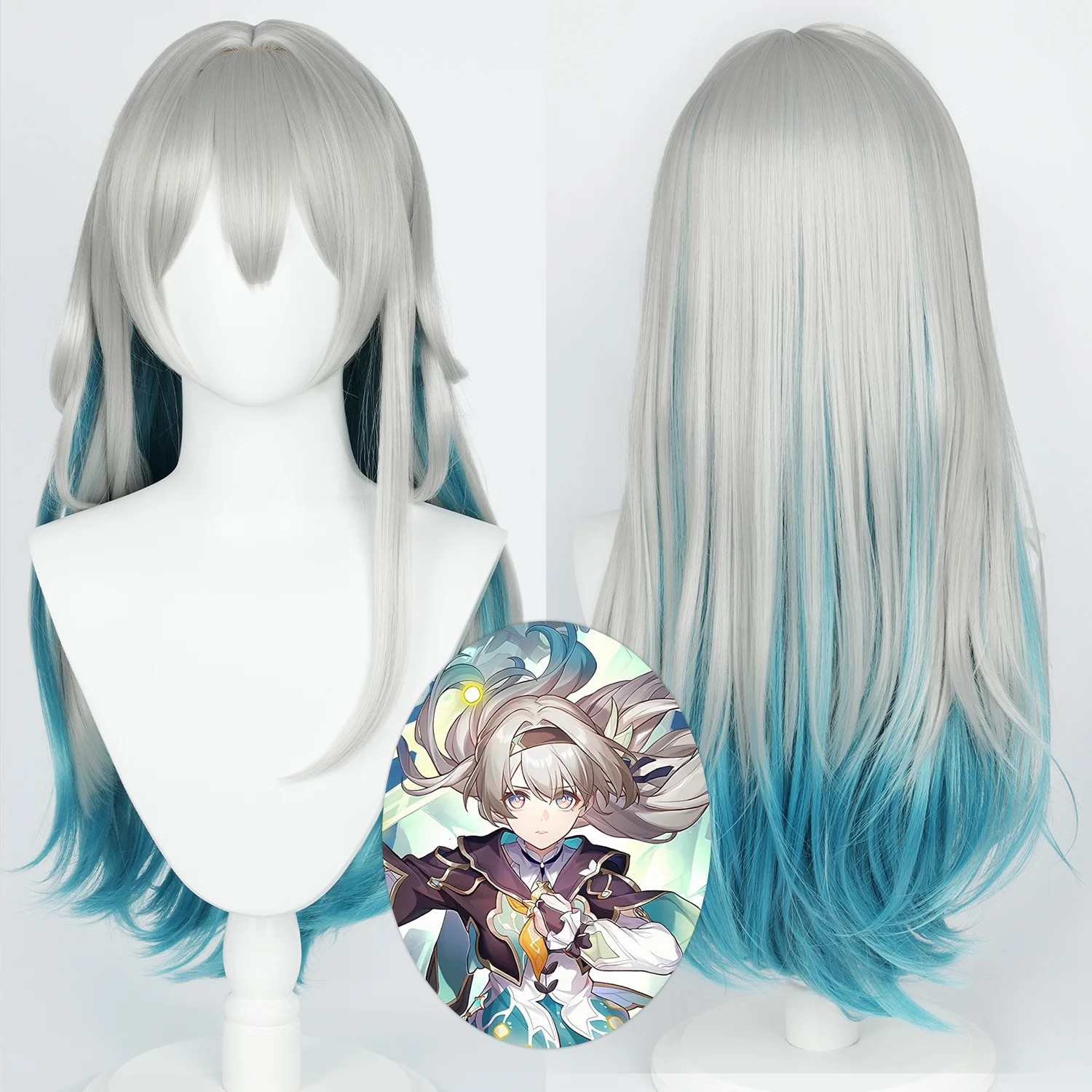 أنيمي شعر مستعار اليراع تأثيري الباروكات هونكاي ستار السكك الحديدية لعبة لعب الأدوار شعر مستعار شعر مستعار اصطناعي حفلة تنكرية عيد الفصح كرنفال مهرجان تأثيري #1