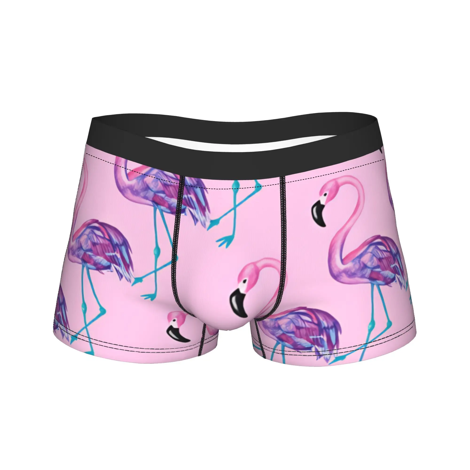 Ropa interior con estampado de corazón, labios y flamencos, calzoncillos tipo bóxer de alta calidad para hombre, calzoncillos cortos suaves y sexys, regalo de cumpleaños
