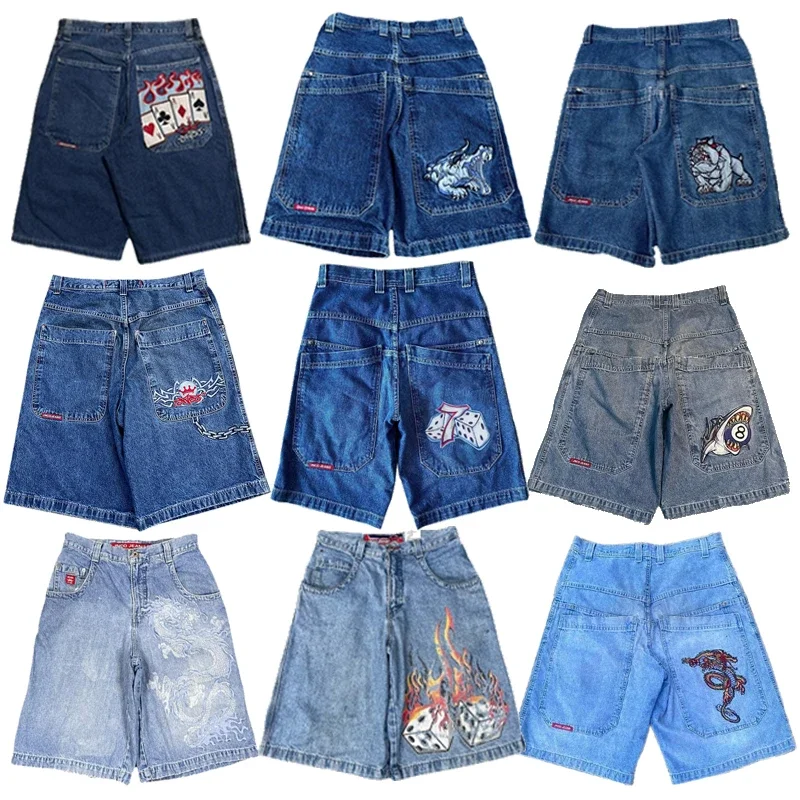 Harajuku Y2K Hip Hop vintage Denim JNCO Shorts Gym Shorts Men Women Leisure Summer New Gothic Men Basketball Shorts Streetwear