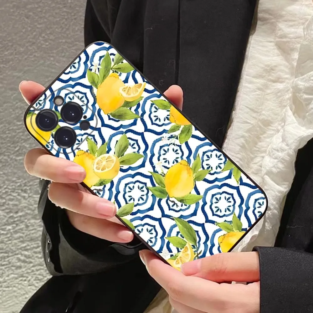 Mediterranean Lemon Phone Case For iPhone 15 14 11 12 13 Mini Pro XS Max Cover 6 7 8 Plus X XR SE 2020 Funda Shell