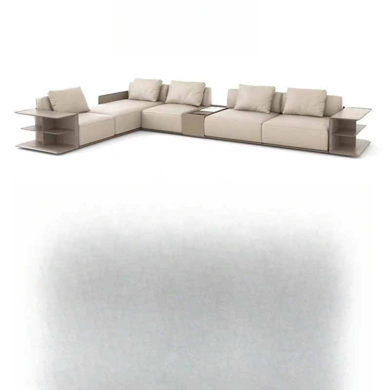 

Internet celebrity furniture, Italian minimalist leather sofa, villa large flat floor, large apartment living room