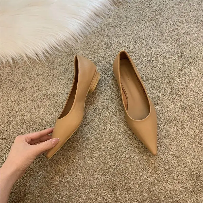 Moccasins Normal Leather Casual Pointed Toe Black Low Heel Elegant Ladies Summer Footwear Shoes for Women 2024 Shoe Wholesale E