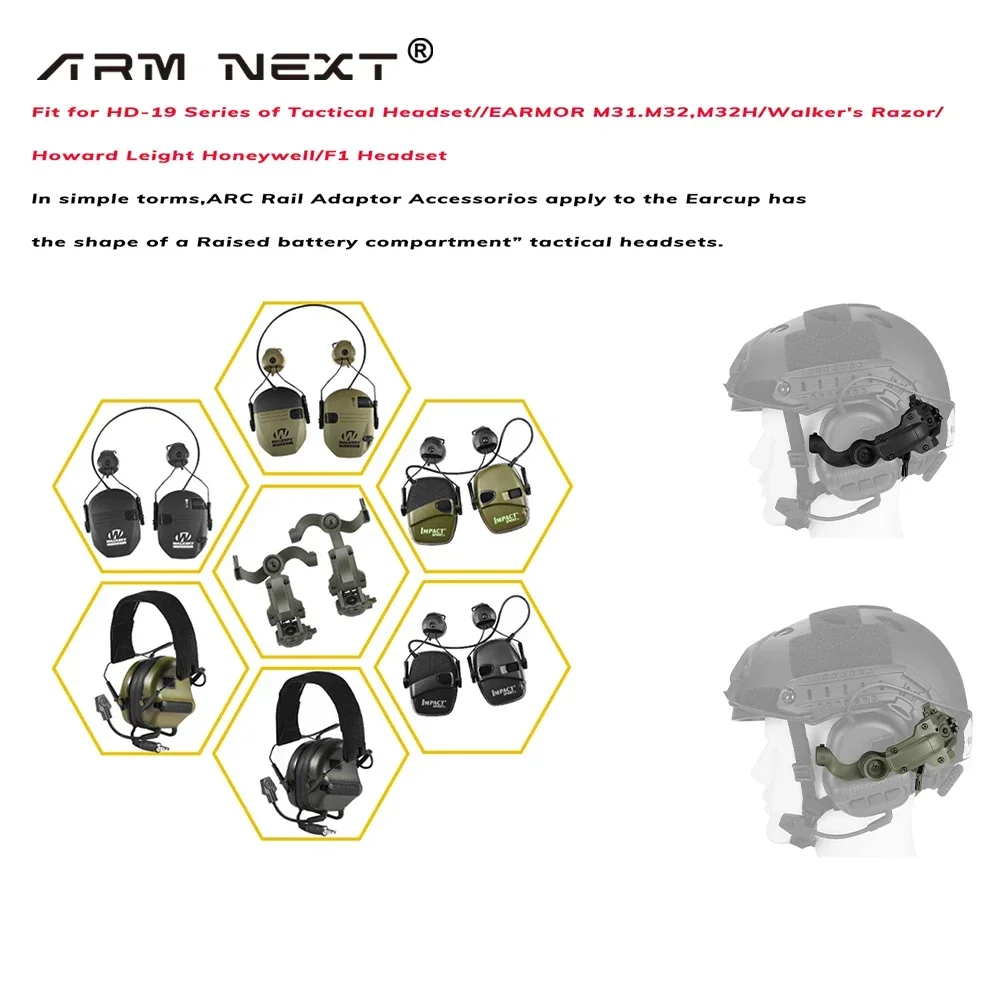 ARC/Wendy M-LOK Fast Helmet Rail Mount Adapter Tactical Headset Accessories Hunting Airsoft Shooting Headphone Bracket