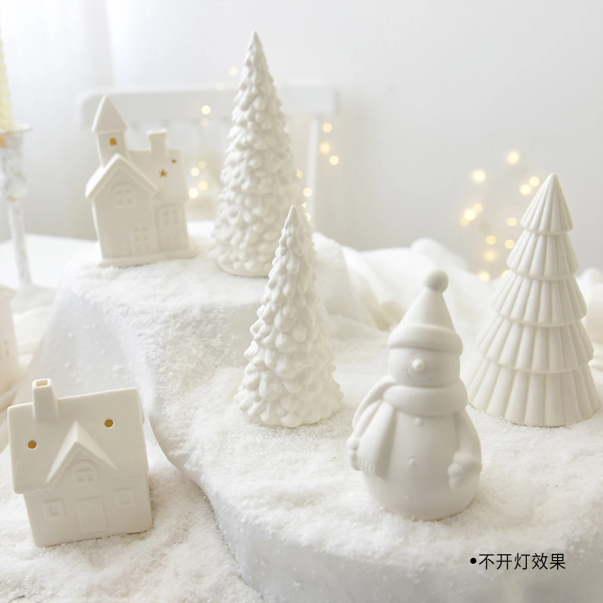 Christmas Ceramic House Desktop Decoration Glowing Christmas Snowhouse Snowman Christmas Tree Decoration