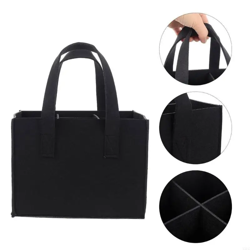 

2Pcs Spacious Felt 6 Comparments Carriers Beer Wine Bottle Bag Gift Packaging X3UC