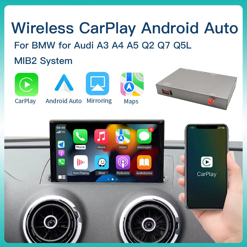 AUTO  Wireless CarPlay Android Interface for Audi A3 8V A4 B9 A5 Q2 Q7 Q5L MIB AirPlay Mirror Link multi-media camera