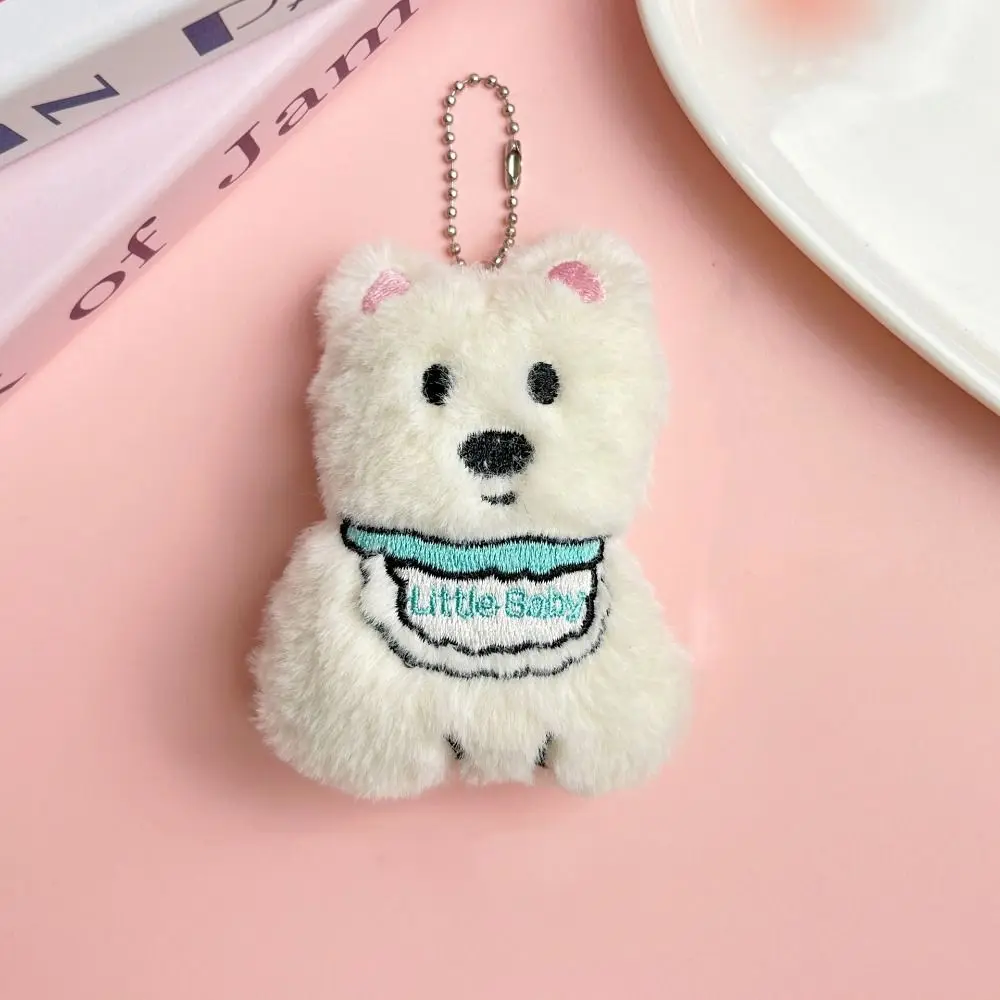 

Squeak Puppy Plush Keychain Cartoon White Small Dog Doll Plush Keychain Cute West Highland Dog Stuffed Dog Keyring Decoration