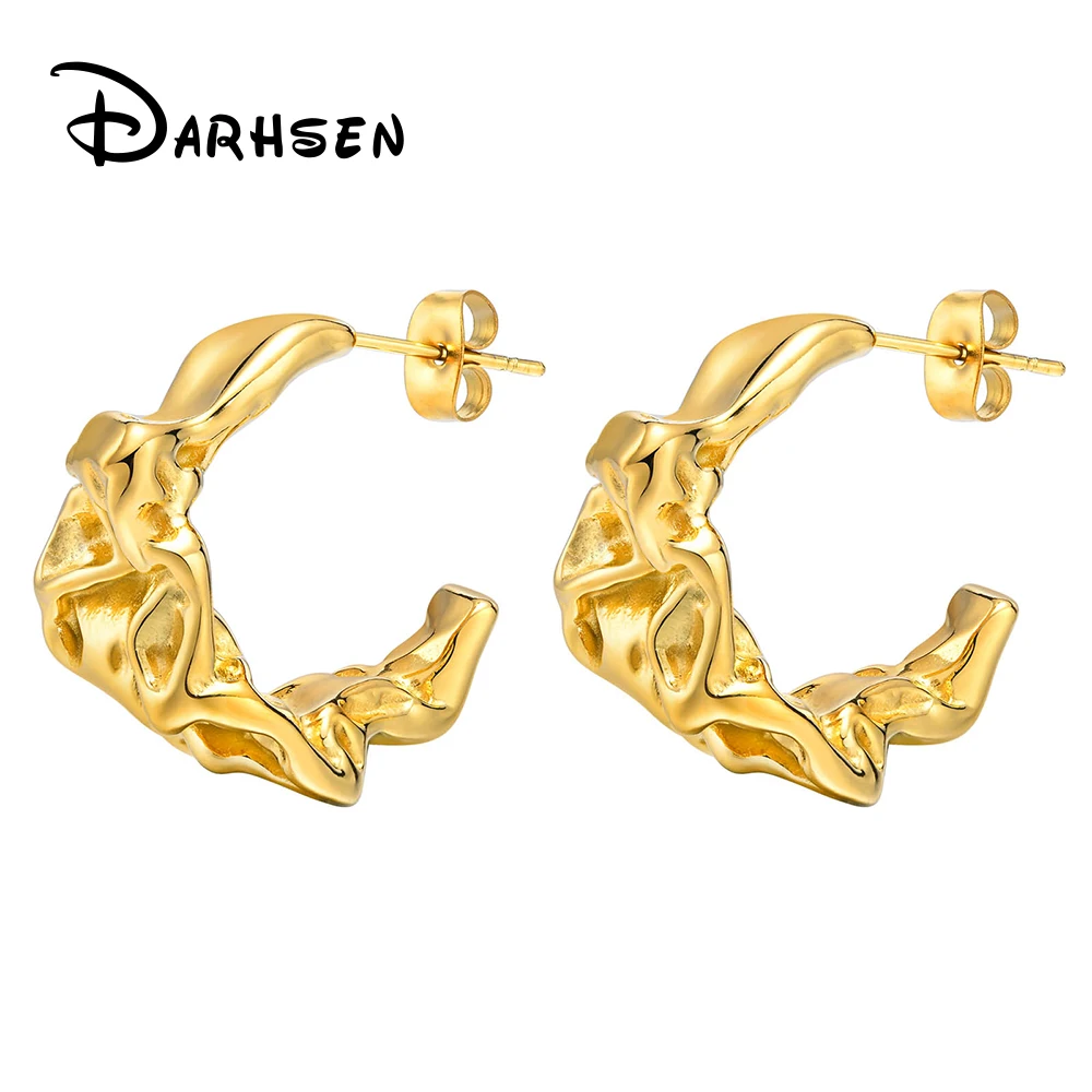 DARHSEN New Arrival Fashion Jewelry Gold Color Stainless Steel Party Gift Ladies Women Statement Stud Earrings