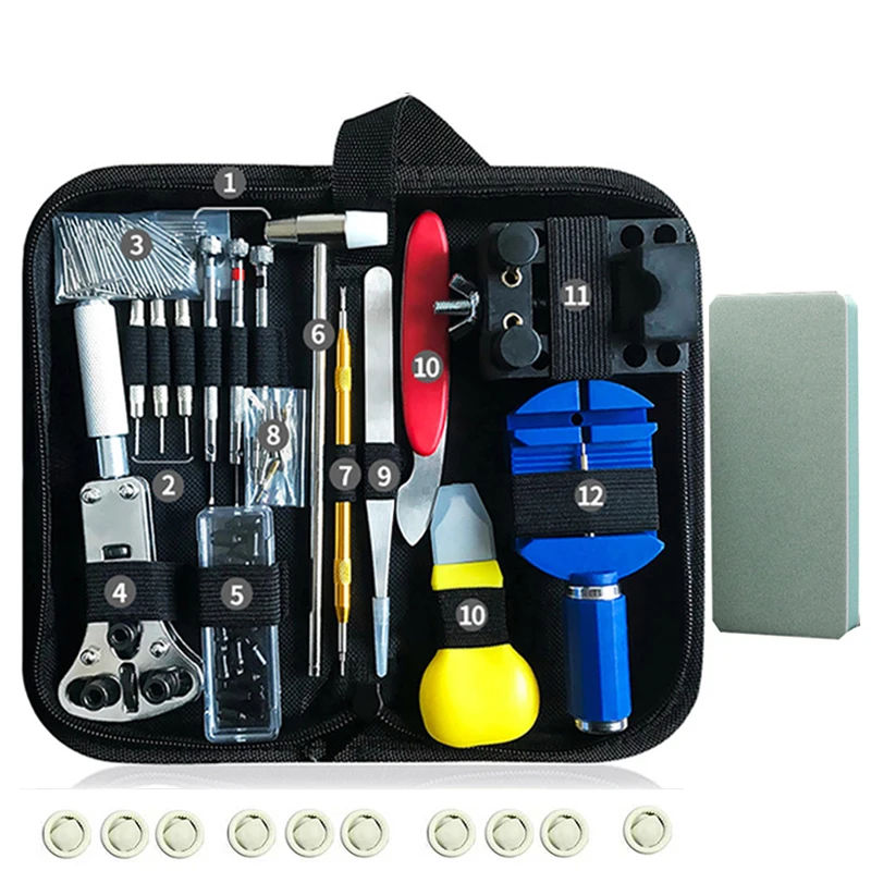 

157PCS Watch Repair Tools Kit Clock Watchmaker Link Pin Dissolving Housing Open Remover Battery Replacement Static-free Set
