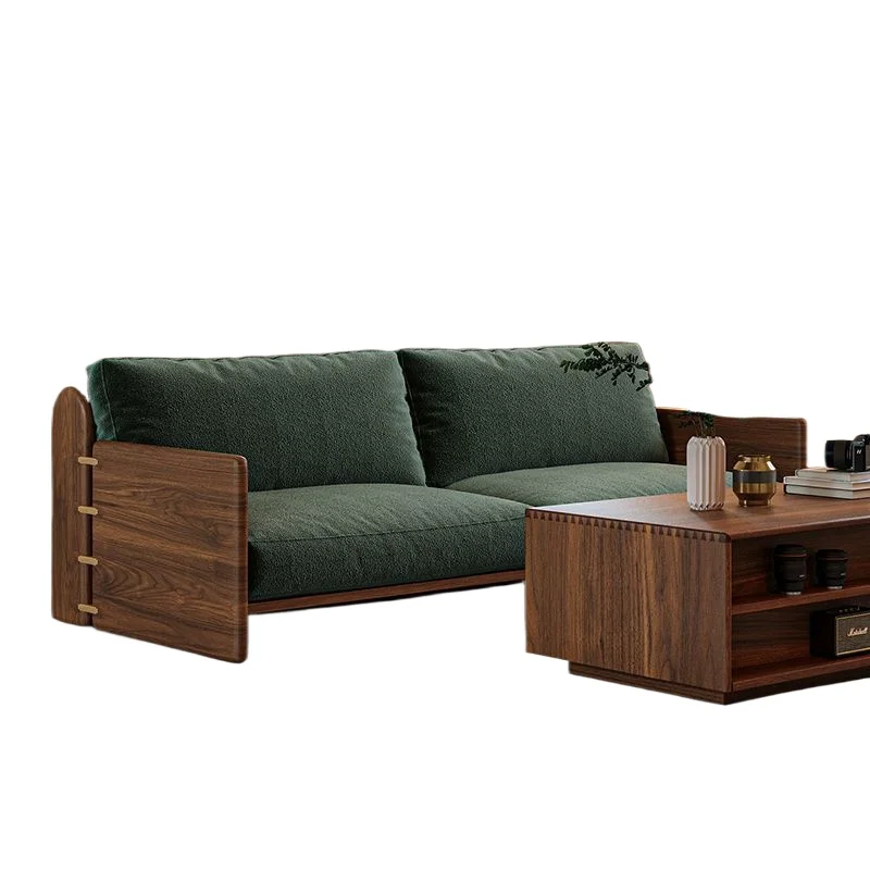 

North American black walnut simple all-solid wood shade sofa minimalist Japanese cherry multi-functional living room sofa bed